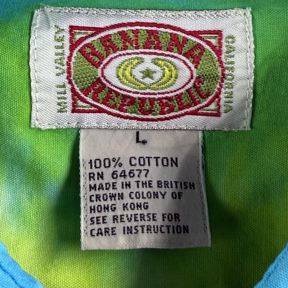 Vintage Banana Republic Shirt Mens Large Tie Dye Button Up Short Sleeve 80s - Picture 3 of 14